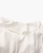 Pearl Button Ruffle Midi Dress - Old Money