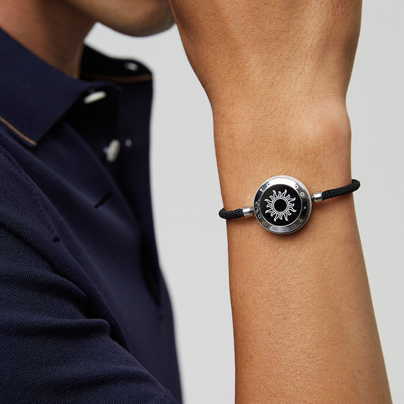 [Sun & Moon Vow Gift Packaging] Sun&Moon Touch Bracelets with Milan Rope(Black+Black)