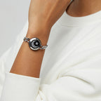 Sun & Moon Touch Bracelets with Figaro Chain (Black+Silver)