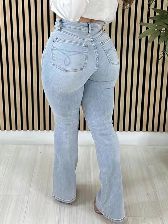 High Rise Belly Control Flare Jeans - Norezy