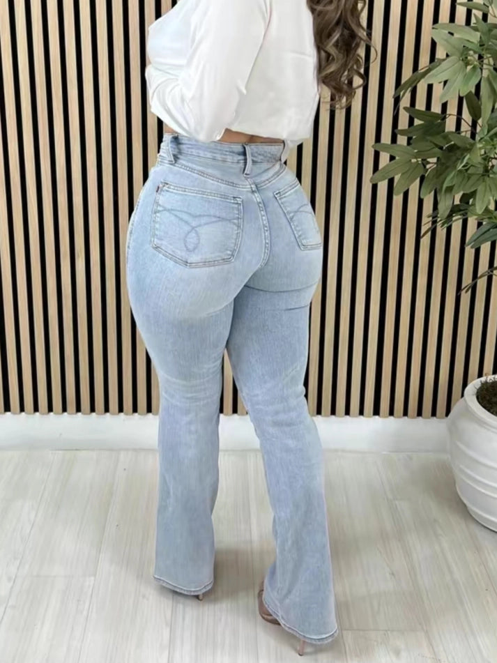 High Rise Belly Control Flare Jeans - Norezy