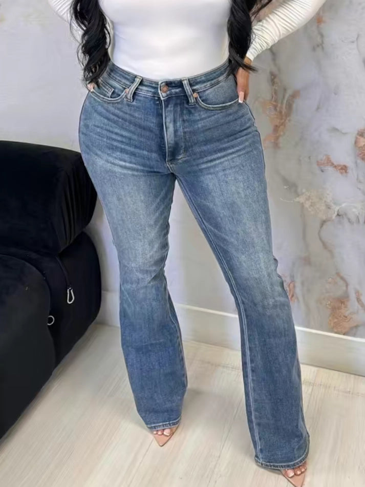 High Rise Belly Control Flare Jeans - Norezy