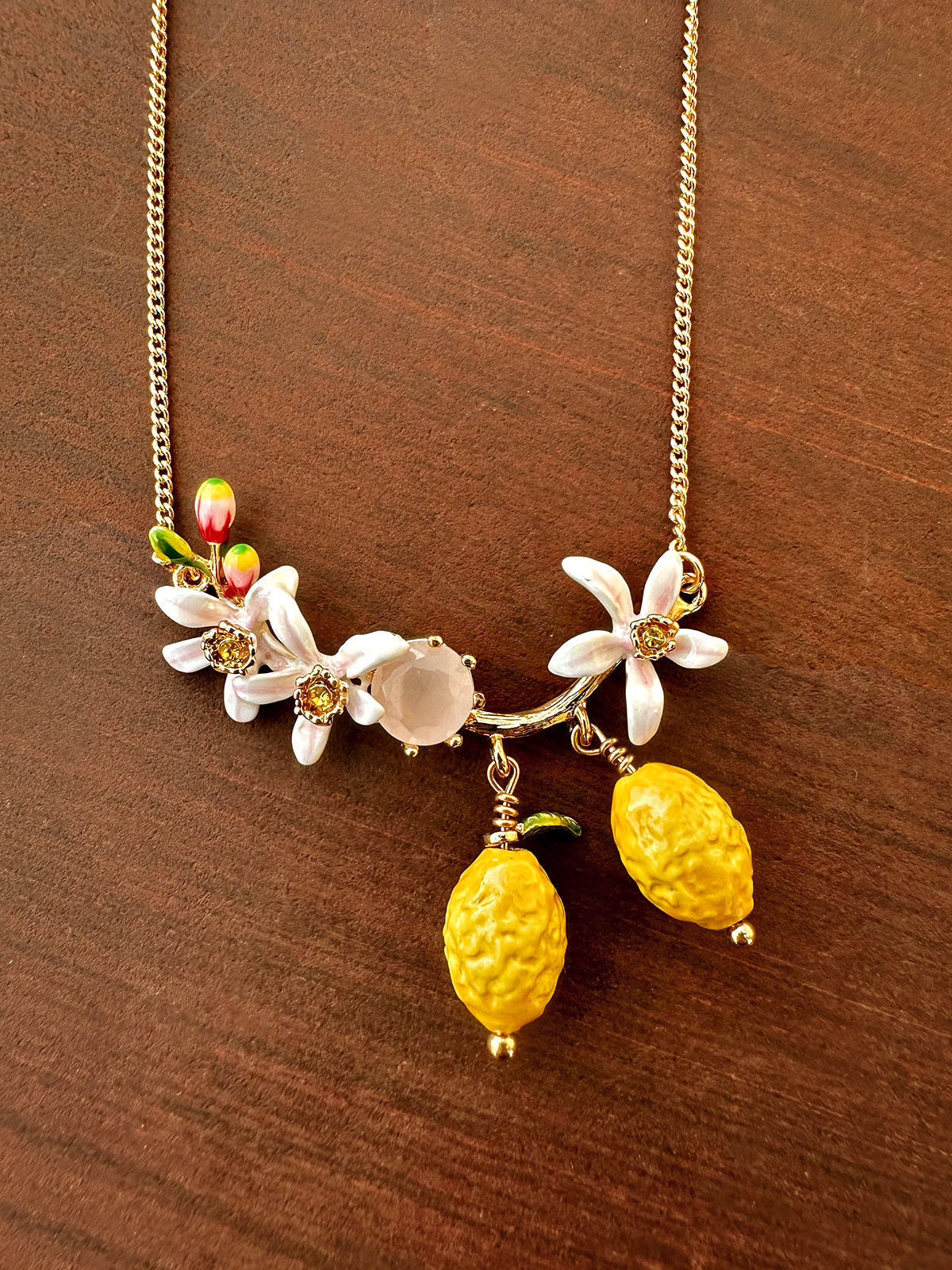 VALÉN — Floral &amp; Lemon Charm Pendant Necklace