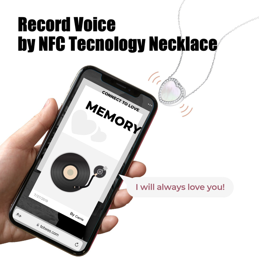 Totwoo Memory NFC Necklace(18K White Gold Plated Silver & Mother of Pearl)