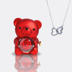 Teddy Bear Gift Set with Engraved Necklace & Eternal Rose