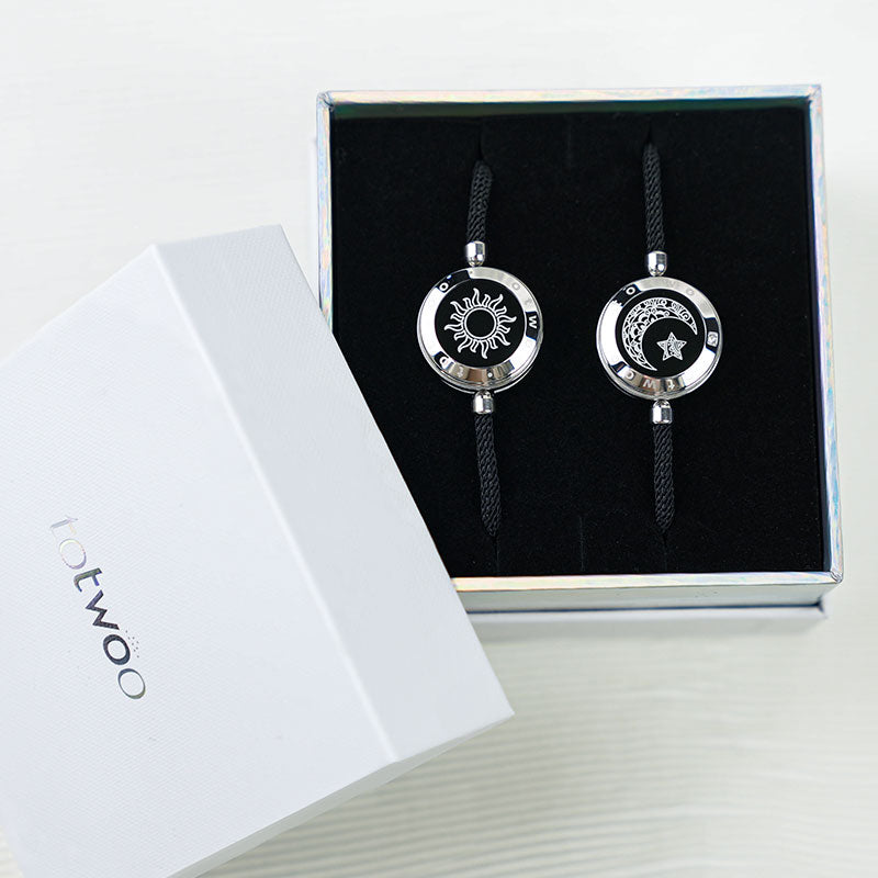 Sun & Moon Touch Bracelets with Milan Rope(Black+Black)