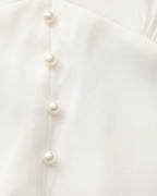 Pearl Button Ruffle Midi Dress - Old Money