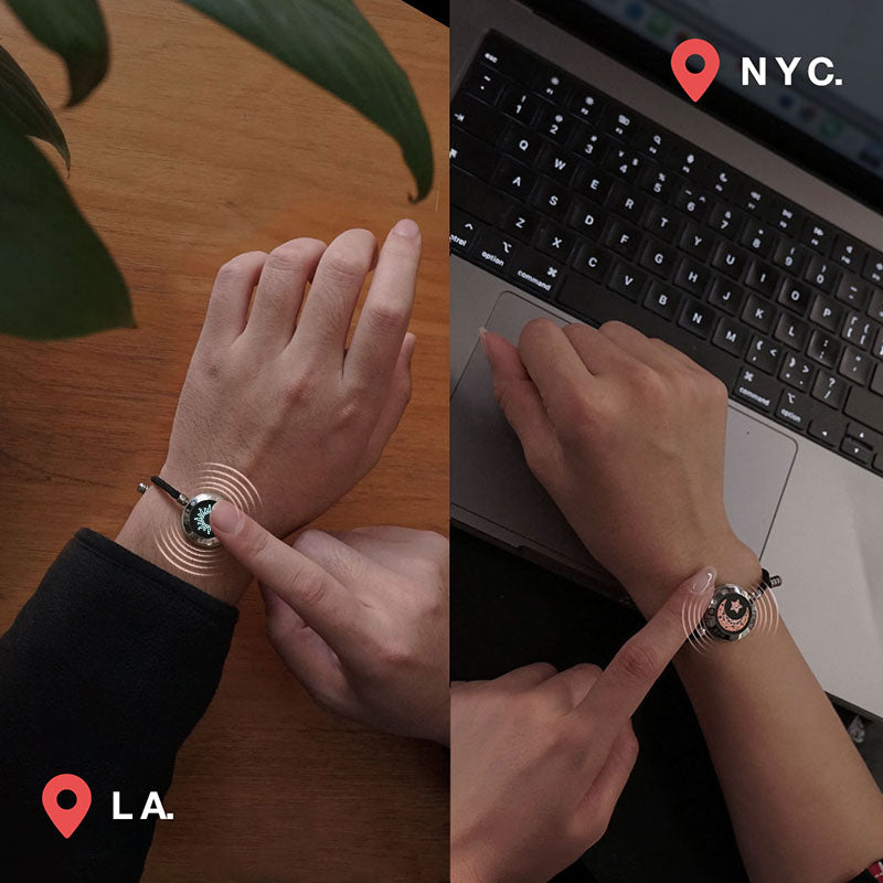 [Sun & Moon Vow Gift Packaging] Sun&Moon Touch Bracelets with Milan Rope(Black+Black)