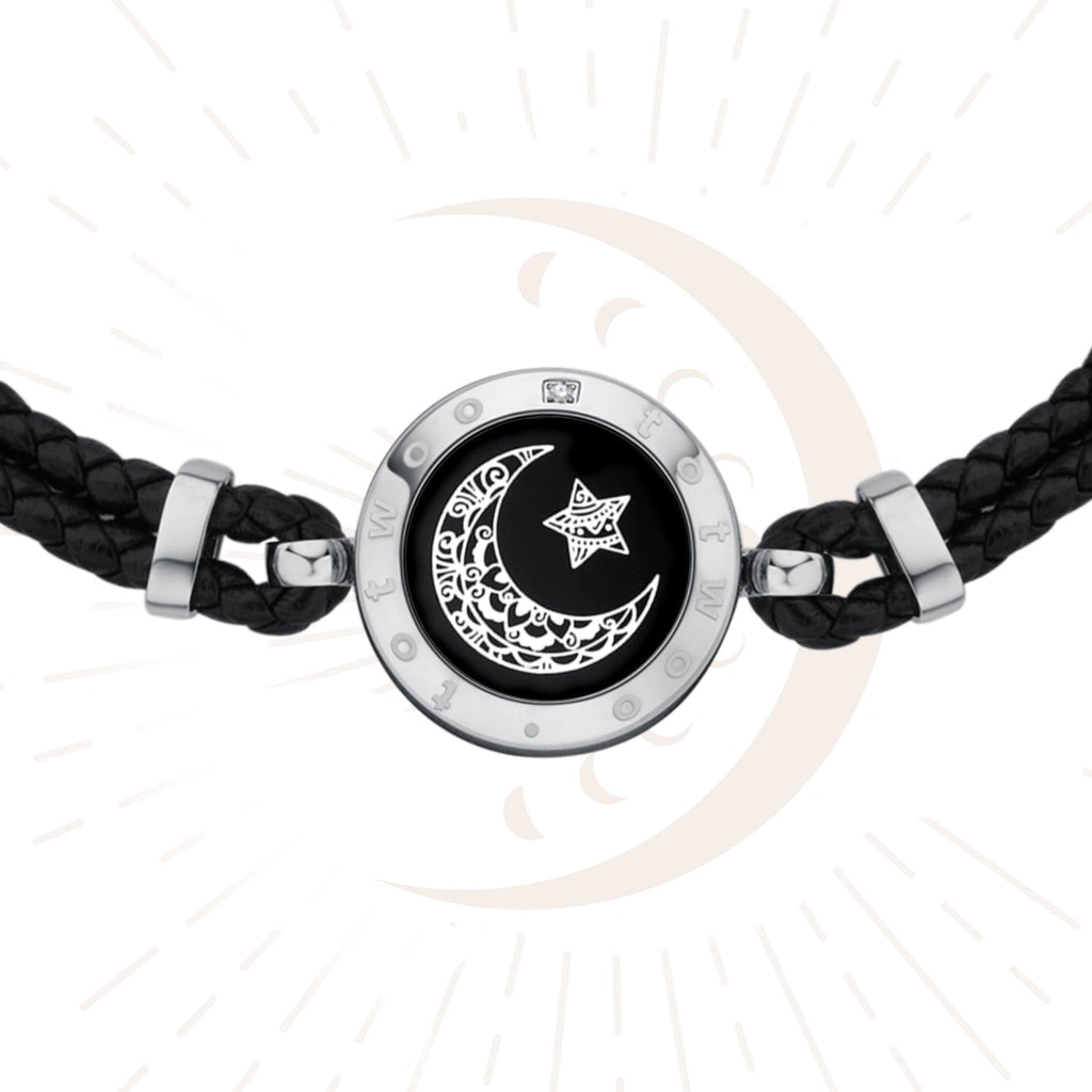 Moon Touch Bracelet with Leather Braided Cord