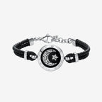 Moon Touch Bracelet with Leather Braided Cord