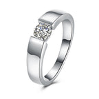 Célene Ring – Anel moderno com pedra central suspensa e acabamento ouro branco