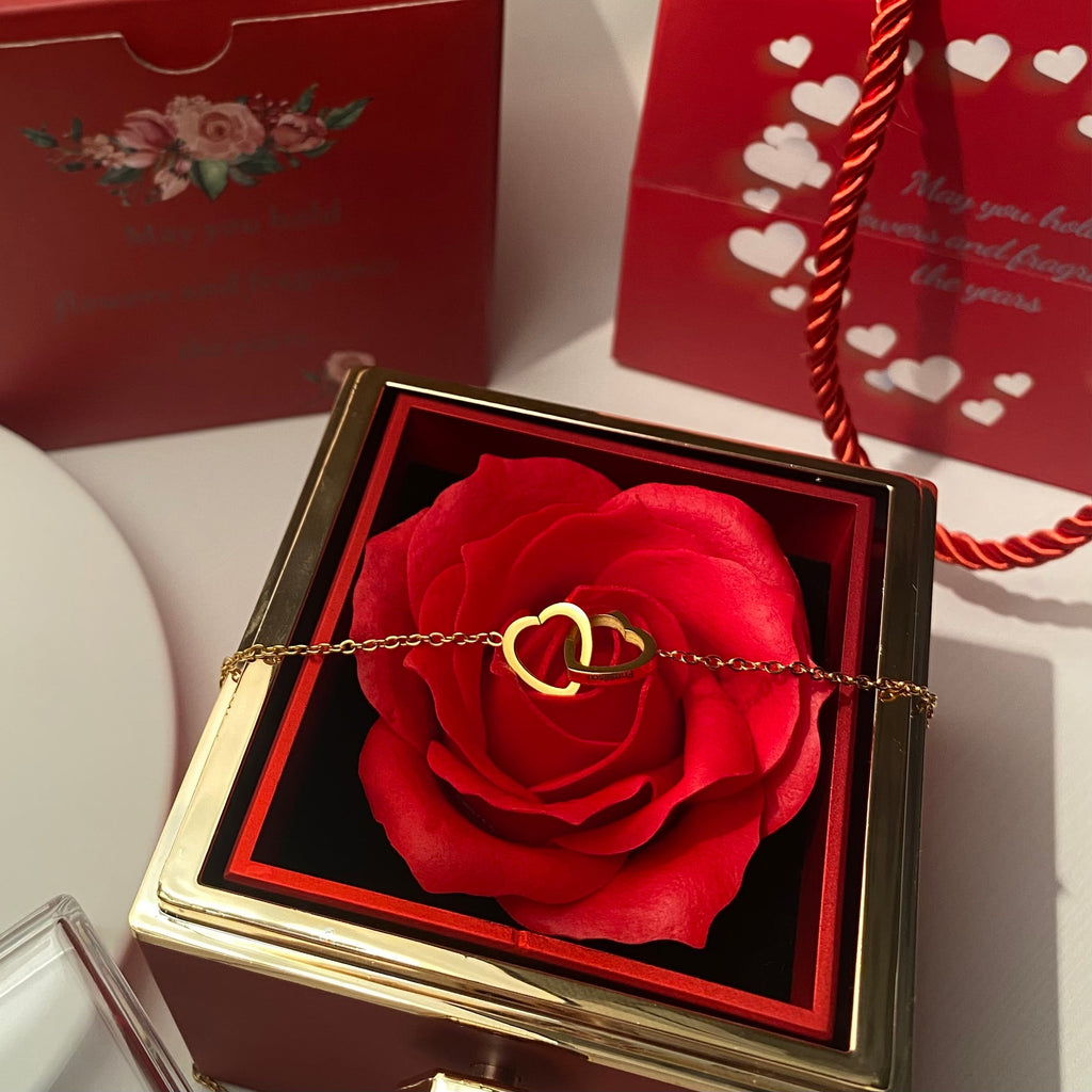Eternal Rose & Personalized Heart Necklace