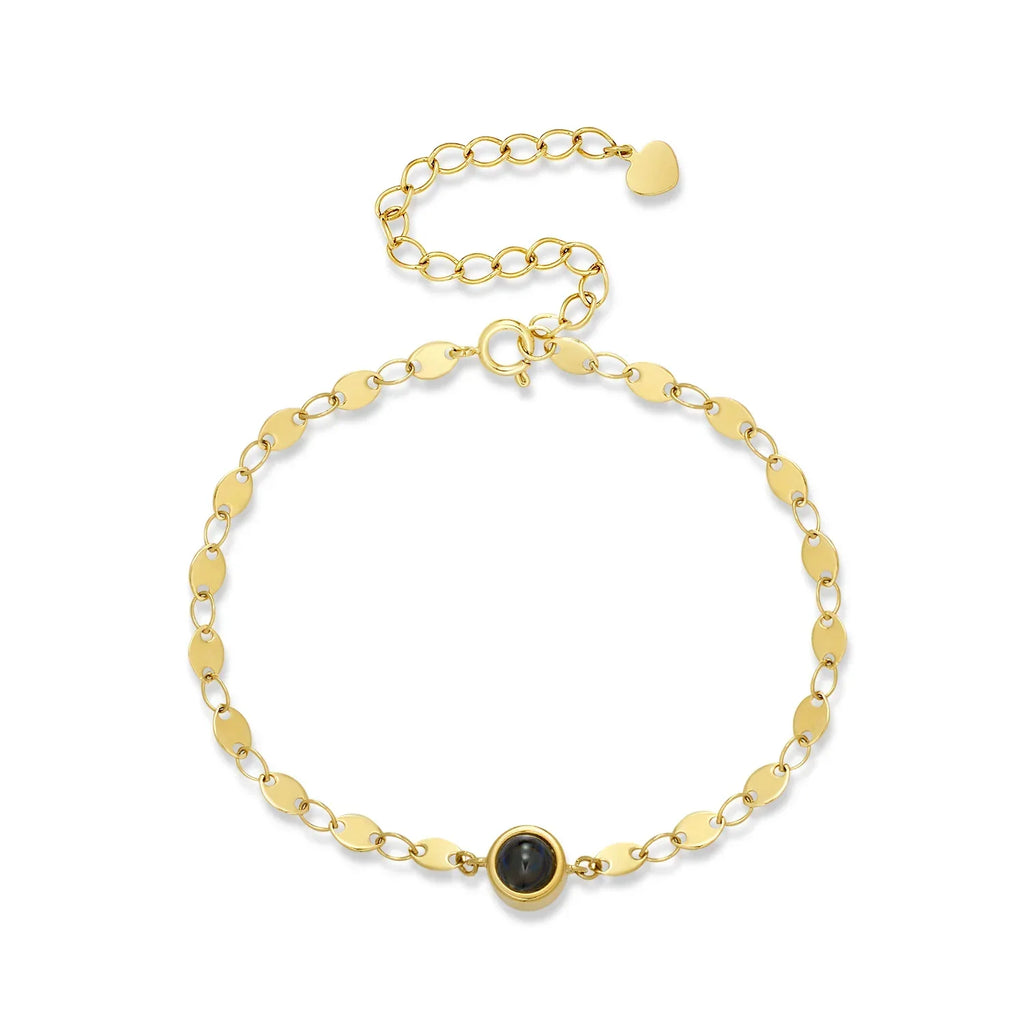 Personalized Olive Shaped Chain Photo Projection Bracelet