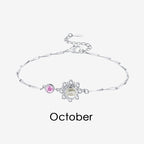 Personalized 925 Silver Birthstone Photo Bracelet
