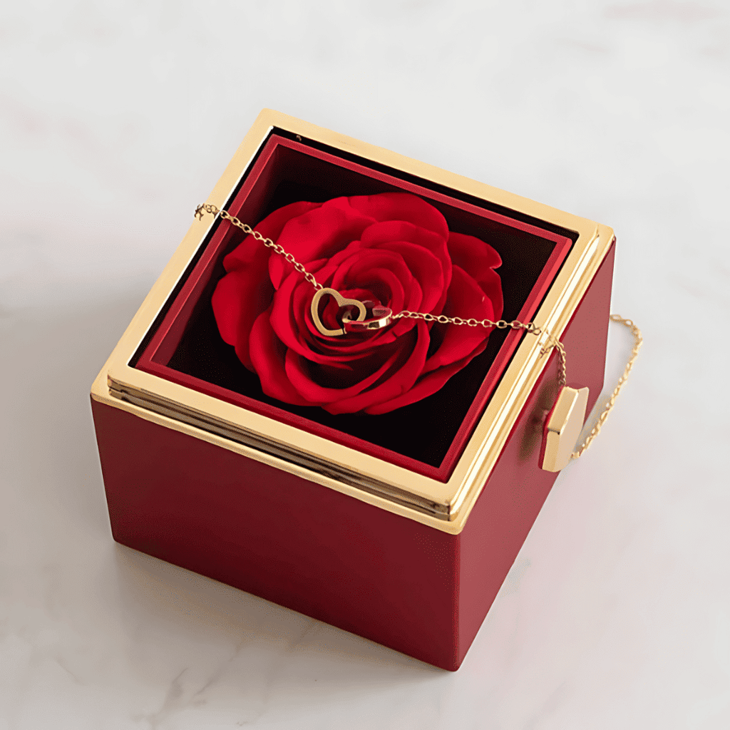 Eternal Rose & Personalized Heart Necklace