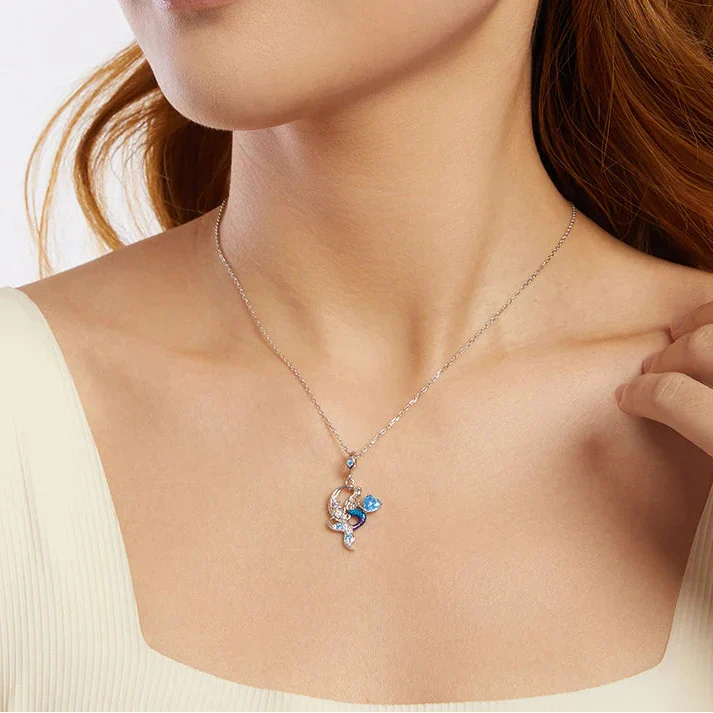 Blue Heart Mermaid Necklace