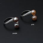 VALÉN Real 925 Sterling Silver Double Pearl Ring