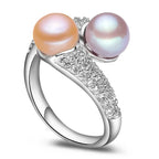 VALÉN Real 925 Sterling Silver Double Pearl Ring
