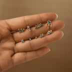 VALÉN 1PC Natural Moss Agate Threaded Ear Bone Nail Tassel Earring