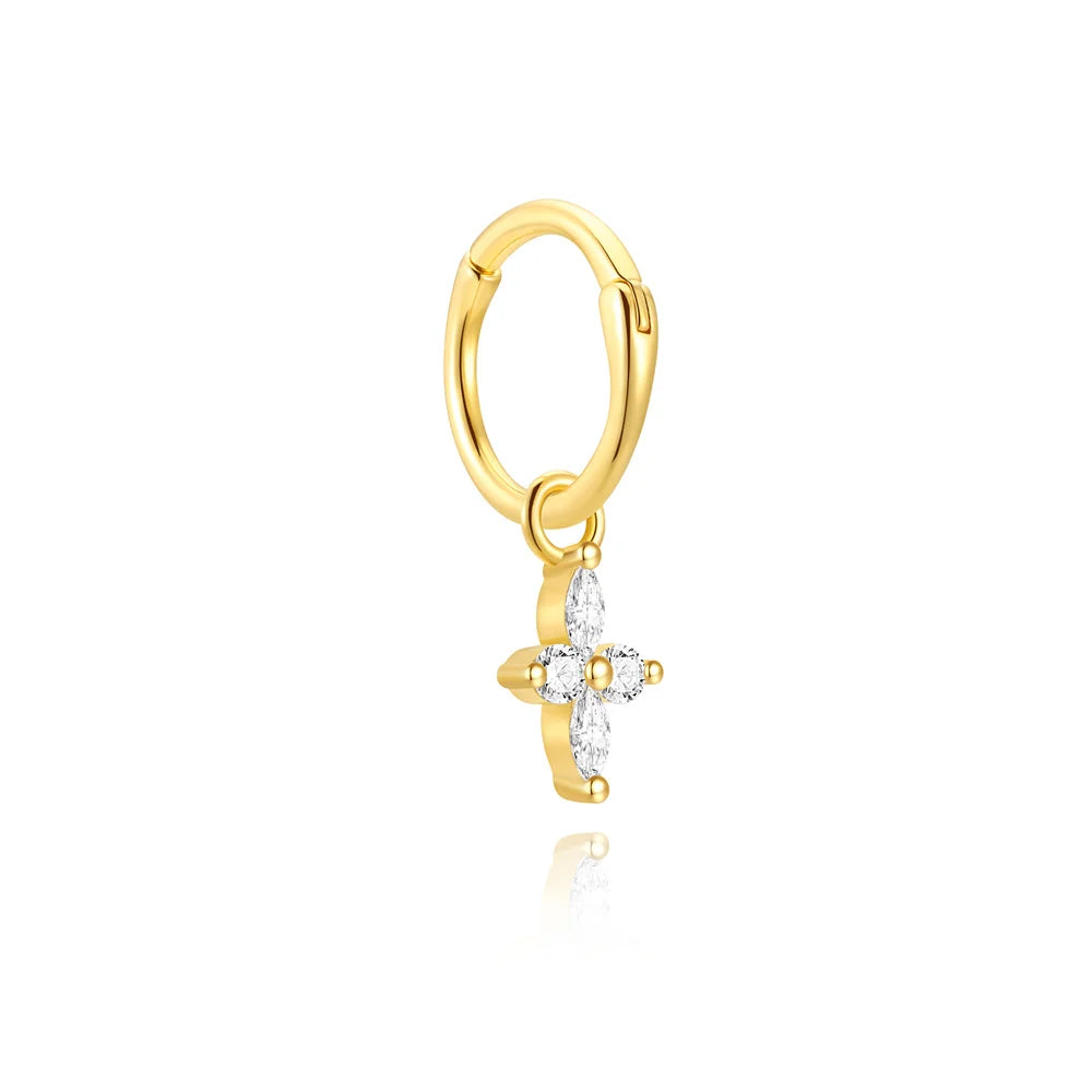 VALÉN PC S925 Pure Silver Classic Four-pointed Star Stud Zircon Earrings and Earrings are Noble, Beautiful, Elegant Ear Studs