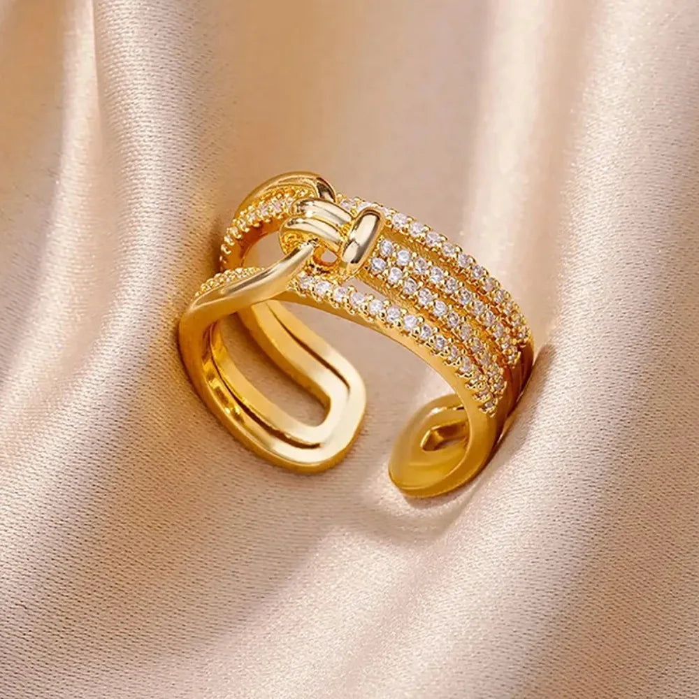 Luxury Double Layers Zircon Rings