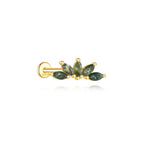 VALÉN 1PC Natural Moss Agate Threaded Ear Bone Nail Tassel Earring