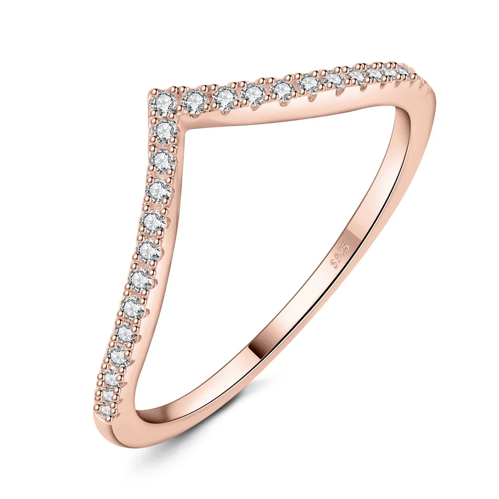 VALÉN JewelryPalace Moissanite D Color V-Shape Stackable Wedding Ring
