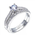 Valén Vintage Halo 925 Sterling Silver Wedding Ring Set