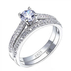 Valén Vintage Halo 925 Sterling Silver Wedding Ring Set