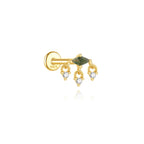VALÉN 1PC Natural Moss Agate Threaded Ear Bone Nail Tassel Earring