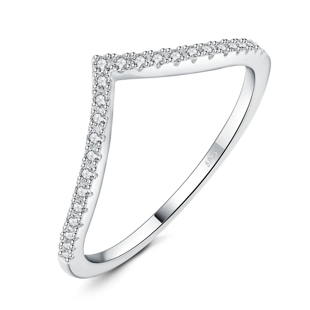 VALÉN JewelryPalace Moissanite D Color V-Shape Stackable Wedding Ring