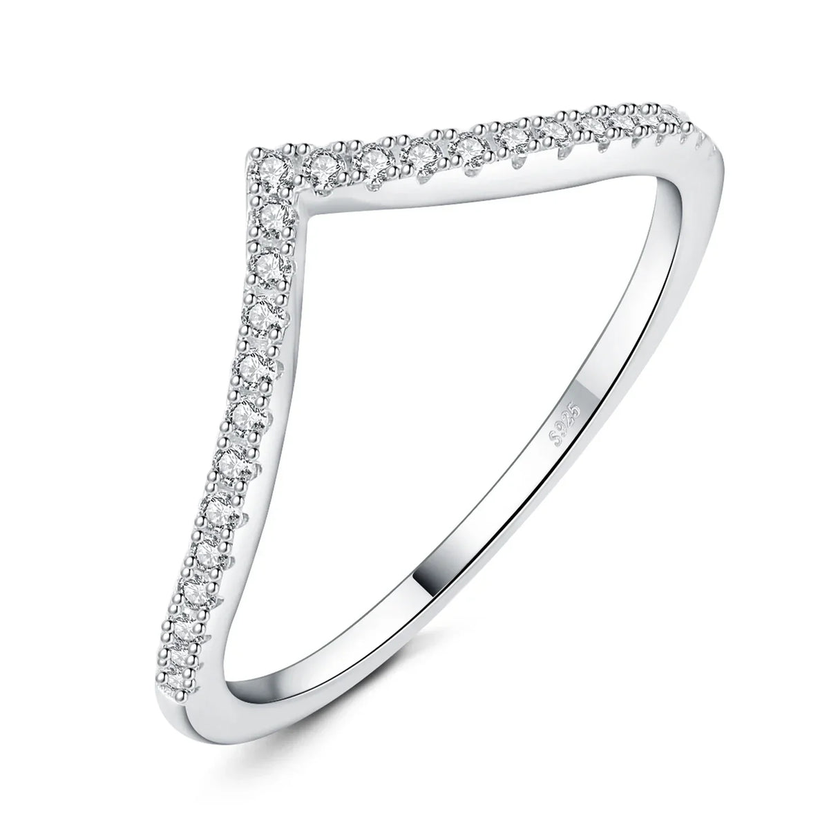 VALÉN JewelryPalace Moissanite D Color V-Shape Stackable Wedding Ring