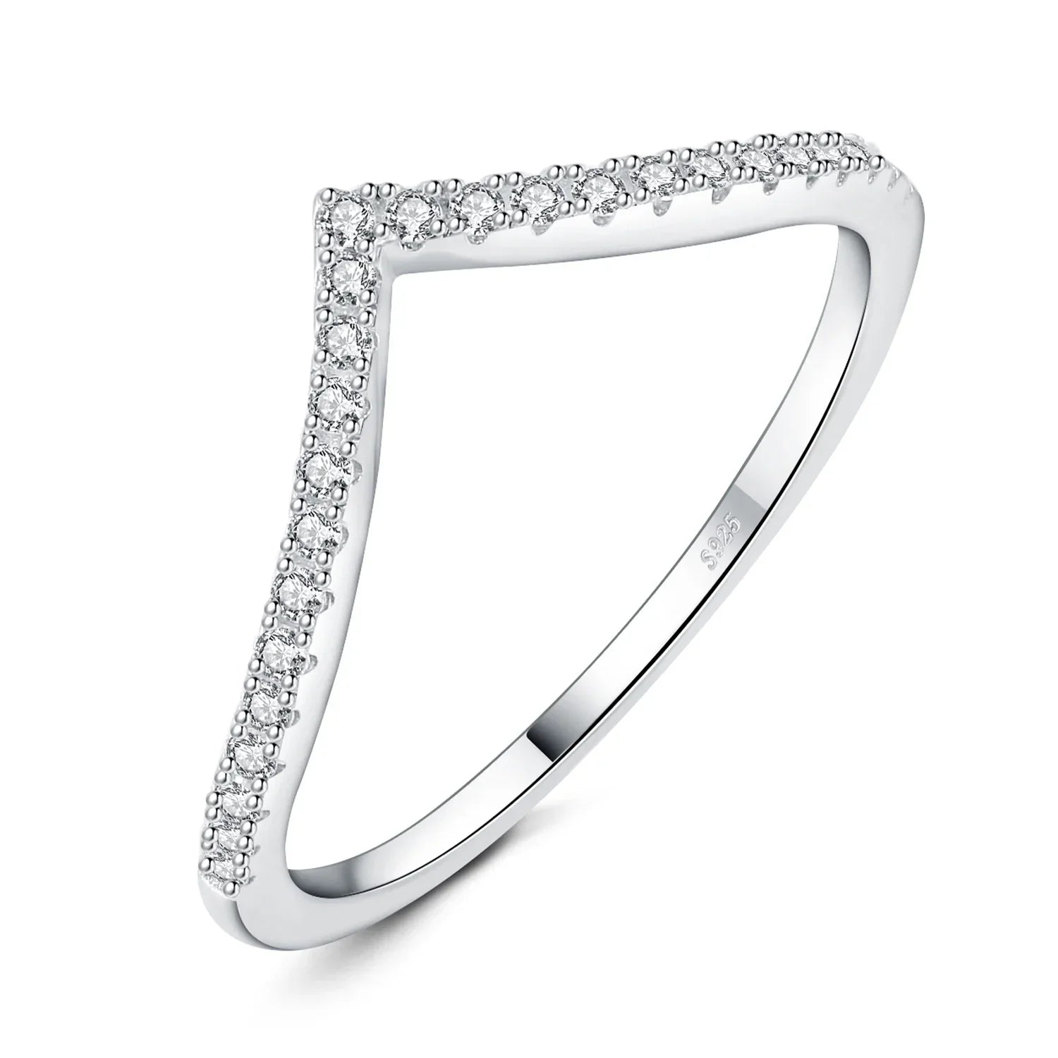 VALÉN JewelryPalace Moissanite D Color V-Shape Stackable Wedding Ring