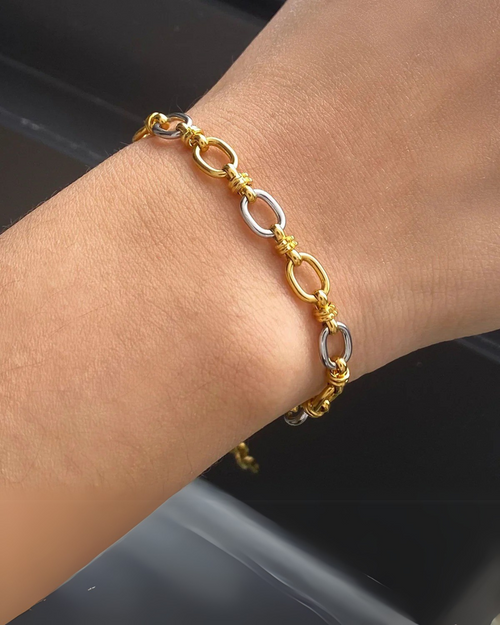 Addison Chain Pulseira e Colar Bicolor em Aço Inoxidável Serenyah