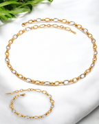 Addison Chain Pulseira e Colar Bicolor em Aço Inoxidável Serenyah