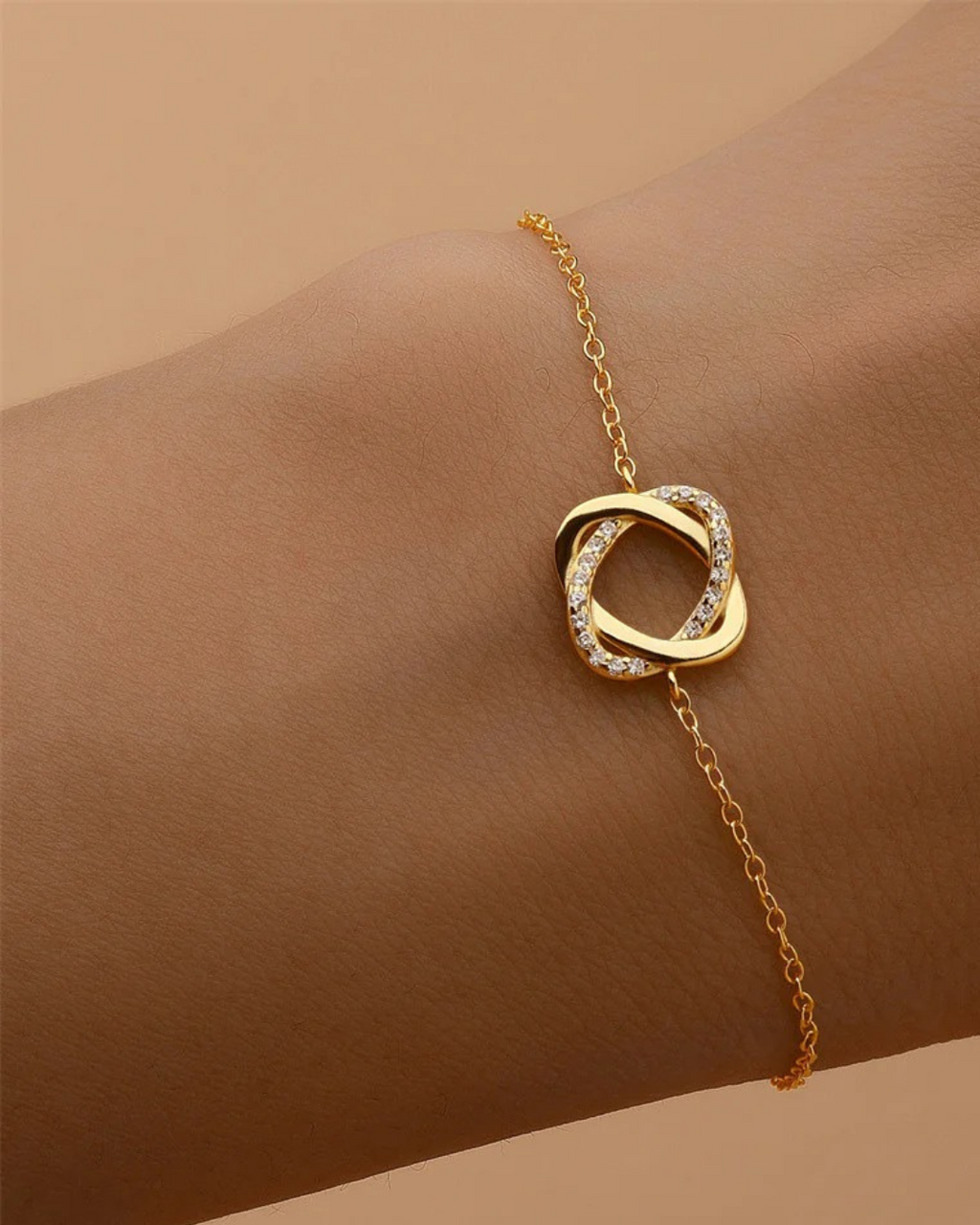 Aurélya Pulseira Feminina de Prata 925 Banhada a Ouro com Zircônias