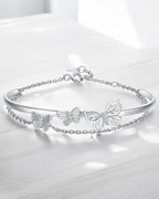 Monarque Argenté Bracelete Feminino Prateado com Borboletas Serenyah