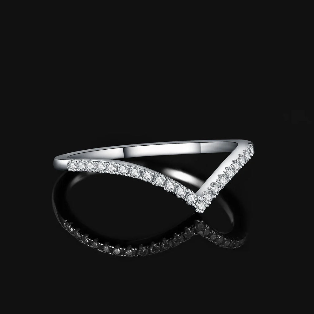 VALÉN JewelryPalace Moissanite D Color V-Shape Stackable Wedding Ring