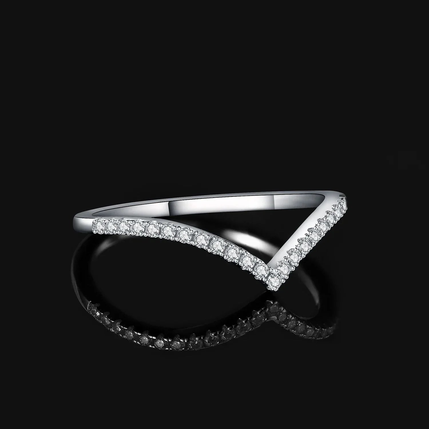 VALÉN JewelryPalace Moissanite D Color V-Shape Stackable Wedding Ring