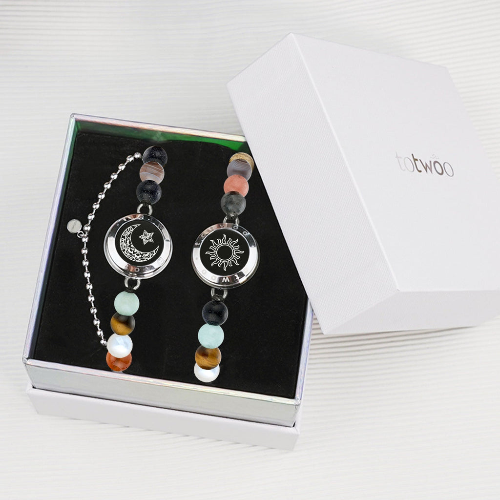 Sun&Moon Touch Bracelets with Solar System Guardian Beads