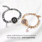 Sun & Moon Touch Bracelets with Figaro Chain (Black+Rose Gold)