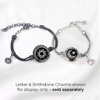 Sun & Moon Touch Bracelets with Snake Chain (Black+Silver)