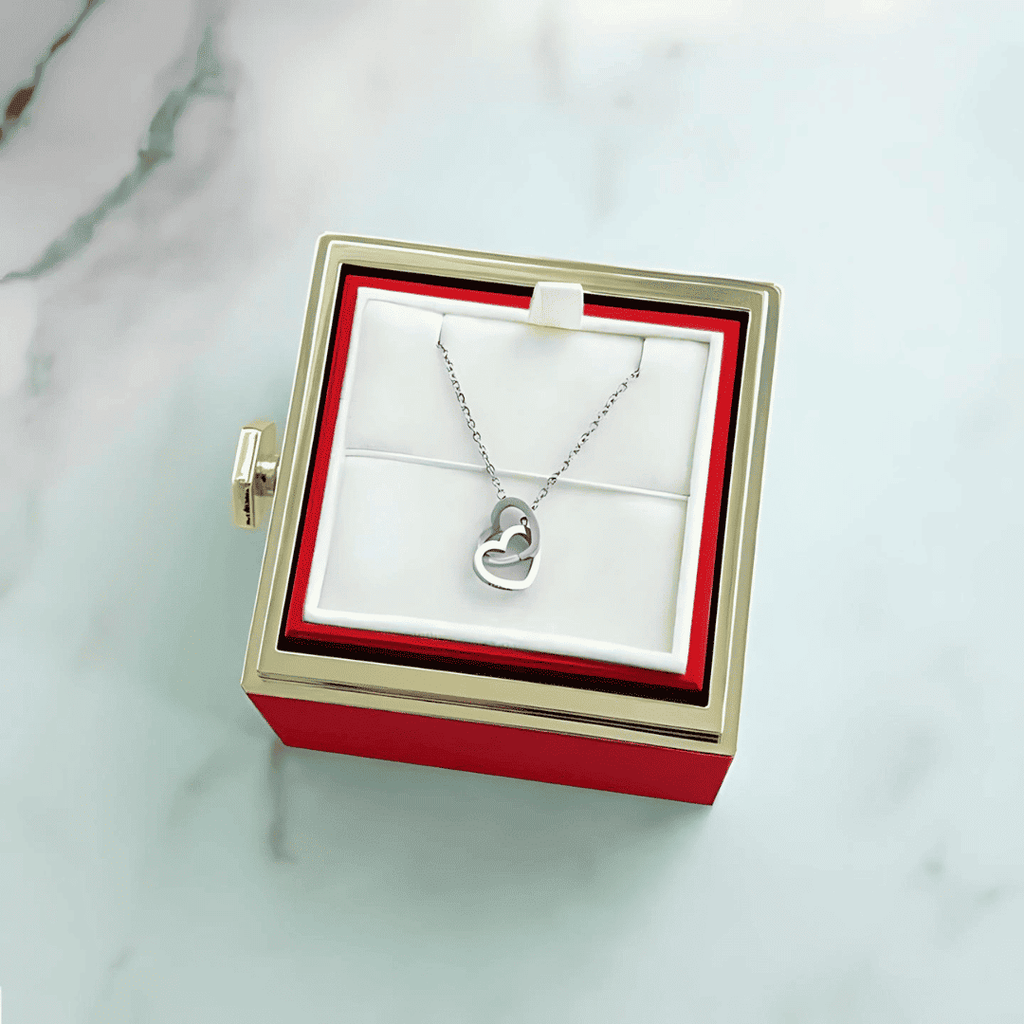 Eternal Rose & Personalized Heart Necklace