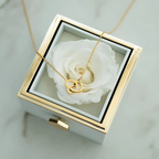 Eternal Rose & Personalized Heart Necklace