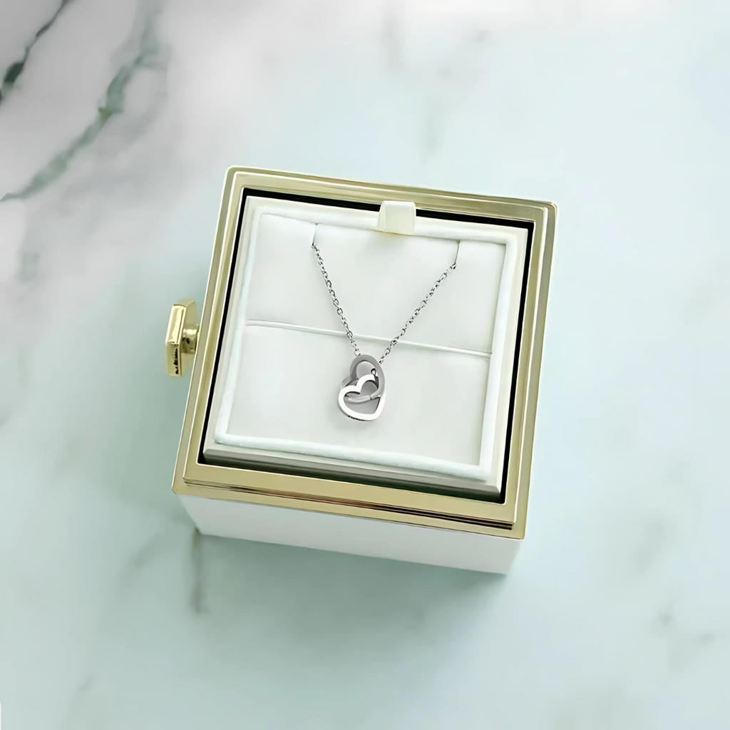 Eternal Rose & Personalized Heart Necklace