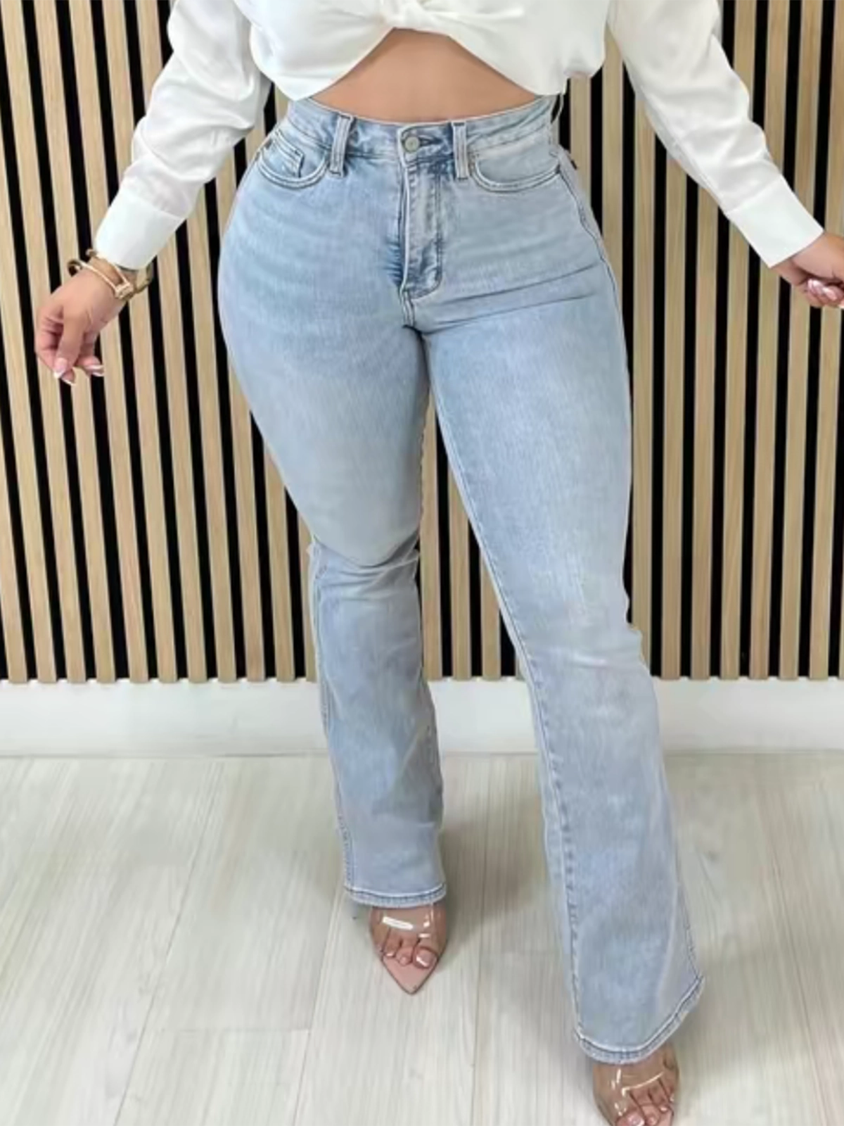 High Rise Belly Control Flare Jeans - Norezy