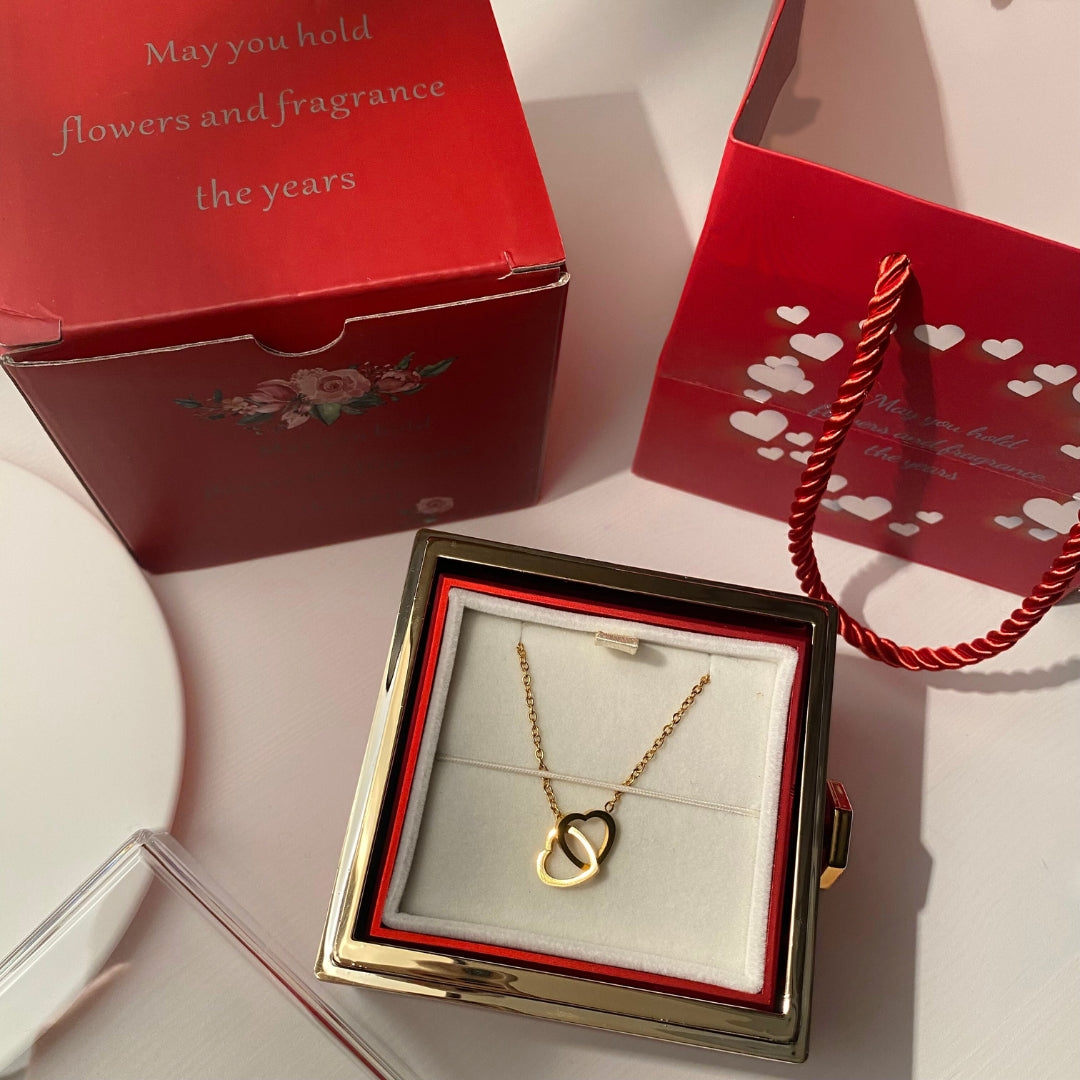 Eternal Rose & Personalized Heart Necklace
