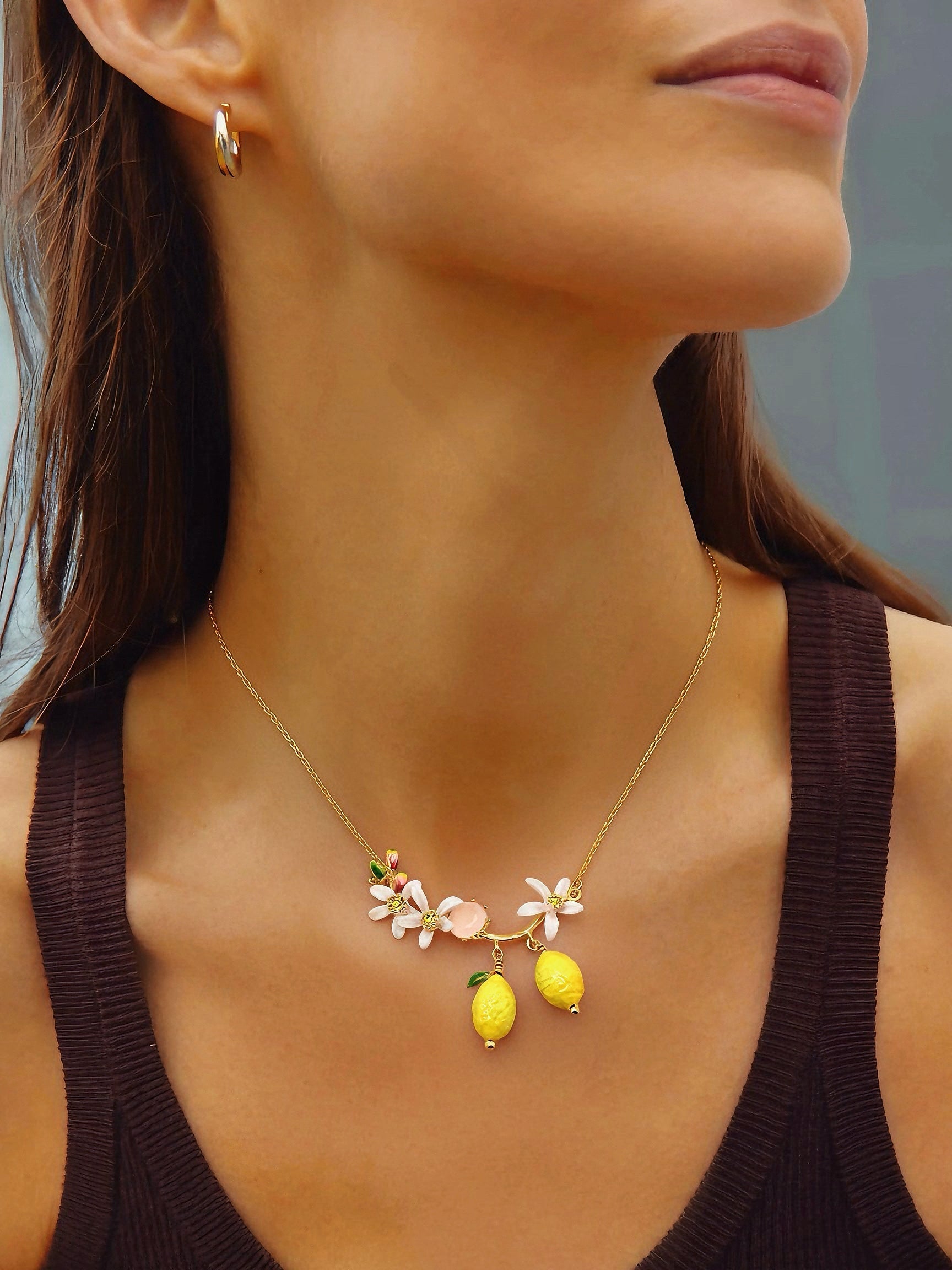 VALÉN — Floral &amp; Lemon Charm Pendant Necklace