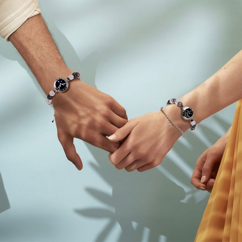 Mountain & Sea Touch Bracelets with Beaded Black Rutilated Quartz