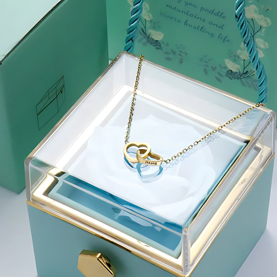 Eternal Rose & Personalized Heart Necklace